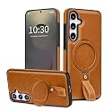for Samsung Galaxy S25 Plus &amp; S24 Plus Case Leather with Stand, Brown