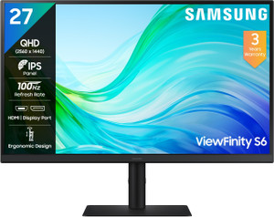 samsung viewfinity s6 684 cm 27 inch quad hd led backlit ips panel 300nits 2k monitor ports-hdmix2dpheadphone height-tilt-pivot adjustable stand monitor ls27f610eawxxl