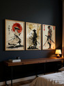 Samurai Posters with Frame | Aesthetic Samurai Characters Posters with Frames | Japanese Art Framed Poster for Bedroom Living Room Gaming Room Wall Decor Set Of 3 Paper Print