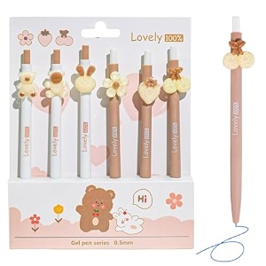 samvardhan fancy gel pens for kids 6 piece retractable gel pen set waterproof gel pens for students blue ink 3 years  pack of 1