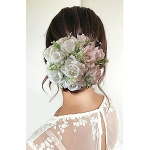 samyak beautiful bridal big sized hair bun handmade juda bun for wedding party artificial flowers based jumbo sized hair piece accessory set juda decoration white