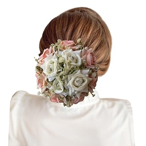 samyak beautiful bridal big sized hair bun handmade juda bun for wedding party artificial flowers based jumbo sized hair piece accessory set juda decoration multi color