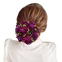 Samyak Beautiful Bridal Big Sized Hair Bun Handmade Juda Bun For Wedding Party Artificial Flowers Based Jumbo Sized Hair Piece Accessory Set Juda Decoration (Purple)
