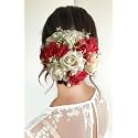 Samyak Beautiful Bridal Big Sized Hair Bun Handmade Juda Bun For Wedding Party Artificial Flowers Based Jumbo Sized Hair Piece Accessory Set Juda Decoration (White and Pink)
