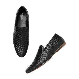 San Frissco Leather Basketweave Handcrafted Leather Slip-Ons