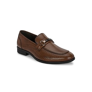 San Frissco Mens Loafers Brown Textured Handcrafted