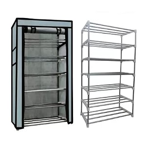 6 shelf shoe rackbookshelfcloth rack metal collapsible shoe stand grey 6 shelves diy do-it-yourshelf 300 x 550 x 1100 mm