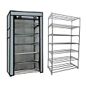 6 Shelf Shoe Rack/Bookshelf/Cloth Rack Metal Collapsible Shoe Stand (Grey, 6 Shelves, DIY (Do-It-Yourshelf), 300 x 550 x 1100 mm