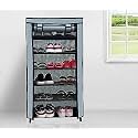 Multipurpose 6 Layer Metal Pipe With Non-Woven 100Gsm Fabric Cover Shoe/Cloth/Toy/Books Rack-Grey, 28X28X109 Cm