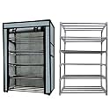 Open 5 Tier Metal Pipe with Non-Woven 100GSM Fabric Cover Shoe/Cloth/Toy/Books Rack-Grey