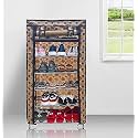 Open 6 Tier Metal Pipe with Non-Woven 100GSM Fabric Cover Shoe/Cloth/Toy/Books Rack-Grey