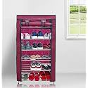 Multi Utility 6 Layer Metal Pipe with Non-Woven 100GSM Fabric Cover Shoe/Cloth/Toy/Books Rack-Maroon, Cm