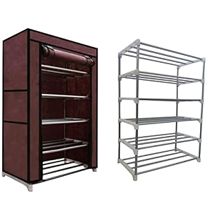 multipurpose rustproof shoe rack metal plastic shoe rack foldable wide storage rack for shoes toys easy to move amp assemble rustproof5 shelvesbrown cm