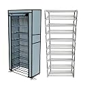 Multipurpose Rustproof Metal Shoe Rack | Foldable Wide Storage Rack for Home &amp; Office (9 Layer)(Grey), Cm