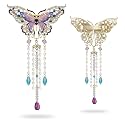 Sanas (1Pcs) Butterfly Clips For Hair Accessories For Woman Stylish Crystal Drop Design Butterfly Hair Accessories For Women Wedding Hair Clips For Women Stylish Dangling Pearl Clip (1Pcs)(Multicolor)