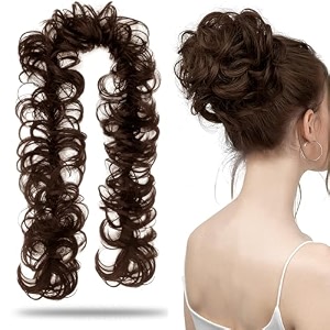 sanas frill hair extensions 1pc elastic stretchable synthetic frill add volume wavy messy juda bun ponytail maker diy hair styles for women and girls 1pc blonde
