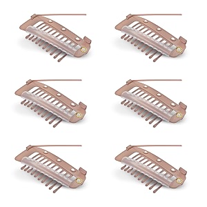 sanas hair extension clips for women 6pcs dupatta clips for brides 10 teeth dupatta safety pins for women saree pallu pin for head bridal dupatta setting clip safety hijab hair pins 6pcs brown