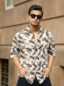 SANBROS Men Printed Casual Brown White Shirt