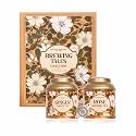 Sancha Tea Boutique, Brewing Tales Collection, Luxury Gift Box with Ginger Green (50g), Rose Oolong (25g) &amp; Premium Mesh Infuser | Botanical Print Box with Ribbon &amp; Carry Bag