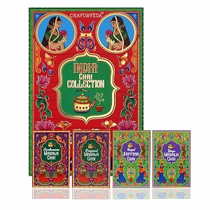sancha tea boutique india chai collection  4 masala chai gift box with saffron cardamom tulsi amp spices 200g