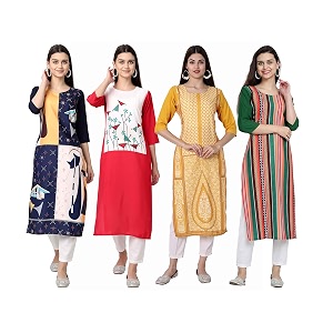 Womens Crepe Straight Kurta