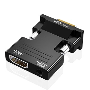 sancy hdmi to vga adapter with 35mm audio jack 1080p active video converter for laptop pc ps3 xbox blu-ray dvd tv stick  vga male pack of 1