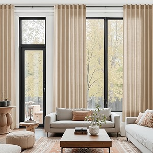 Nanspring Extra Long Linen Curtains 132 Inch