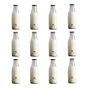 SAND DUNE Set of 12, 1000 ml Each Glass milk bottle, with metal Lid for Milk, Smoothie, Juices - Reusable Suitable For Fridge Storage