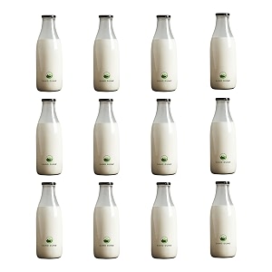 sand dune set of 12 300 ml each glass milk bottle with metal lid for milk smoothie juices - reusable suitable for fridge storage
