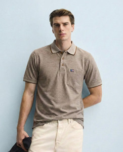 SAND PIPER Self Design Men Polo Neck