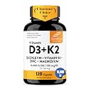 Vitamin D3 K2 10000 IU 120mcg Magnesium Zinc B6 Quercetin Capsules 120 Ct