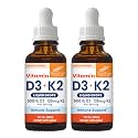 Sandhu's Vitamin D3 K2 Drops for Adults | 5000 IU D3 Liquid, 120mcg K2 Supplement 1 Fl Oz (Pack of 2) | D3K2 Supports Superior Absorption, Energy, Immune, Muscle Health for Men &amp; Women