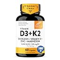 Vitamin D3 K2 5000 IU 120mcg Magnesium Zinc B6 Quercetin Capsules 60 Count
