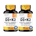 Vitamin D3 K2 5000 IU 120mcg Magnesium Zinc B6 Quercetin Capsules 240 Count