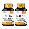 Vitamin D3 K2 10000 IU 120mcg Magnesium Zinc B6 Quercetin Capsules 240 Ct