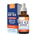 Sandhu's Vitamin D3 K2 Drops for Adults | 5000 IU D3 Liquid, 120mcg K2 Supplement 1 Fl Oz (Pack of 1) | D3K2 Supports Superior Absorption, Energy, Immune, Muscle Health for Men &amp; Women
