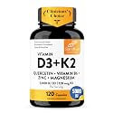 Vitamin D3 K2 5000 IU 120mcg Magnesium Zinc B6 Quercetin Capsules 120 Count
