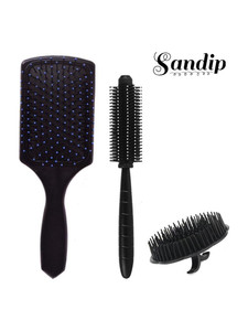 sandip best combo of hair brush with soft nylon bristles for unisex - pack of 3