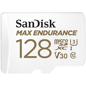 sandisk 128gb max endurance microsdhc card with adapter for 4k video on dashcams and video surveillance cameras
