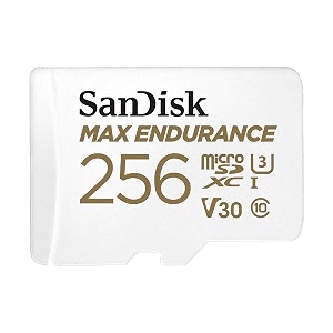 sandisk 256gb max endurance microsdhc card with adapter for 4k video on dashcams and video surveillance cameras
