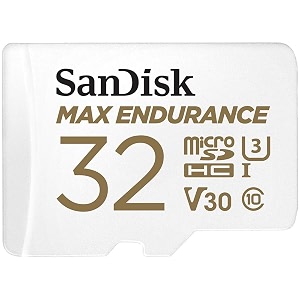 sandisk 32gb max endurance microsdhc card with adapter for 4k video on dashcams and video surveillance cameras
