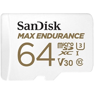 sandisk 64gb max endurance microsdhc card with adapter for 4k video on dashcams and video surveillance cameras