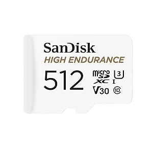 sandisk high endurance microsdxc 512gb  sd adapter - for dash cams amp home monitoring up to 10040 mbs readwrite speeds c10 u3 v30