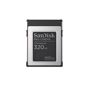 sandisk pro-cinema cfexpress type b card 320gb up to 1700mbs read up to 1500mbs write