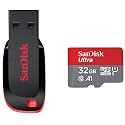 SanDisk SDCZ50-128G-I35 USB2.0 128 GB Pen Drive (Red and Black) &amp; Ultra microSD UHS-I Card 32GB, 120MB/s R