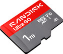SanDisk SDSQUGN-1T00-GN6MN SANDISK Ultra Go microSD 1 TB MicroSDXC Class 10 190 MB/s  Memory Card Compatible with Mobile, Computer, Tablet, Camera, Gaming Console