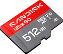 SanDisk SDSQUGN-512G-GN6MN SANDISK Ultra Go microSD 512 GB MicroSDXC Class 10 190 MB/s  Memory Card Compatible with Mobile, Computer, Tablet, Camera, Gaming Console
