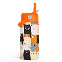 SANDJEST Cat Water Bottle - Kids Water Bottle with Straw Lid - 12 Oz Insulated Stainless Steel Water Bottles for Kid Boys Girl - Travel Cup for School Sports