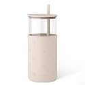 SANDJEST Glass Water Bottle with Silicone Sleeve 20oz, Glass Tumbler with Straw and Lid, Smoothie and Iced Coffee Cup, Pawprint Gifts for Women Teen Girls Birthday Christmas