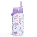 SANDJEST Mermaid Kids Water Bottle With Straw Lid 12oz Insulated Stainless Steel, Travel Tumbler, Gifts For Girls, Birthday, Christmas, Back To School